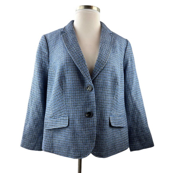 Talbots Shetland Aberdeen Blazer Tattersall Plaid Houndstooth Plus Size 20 P - Picture 11 of 11